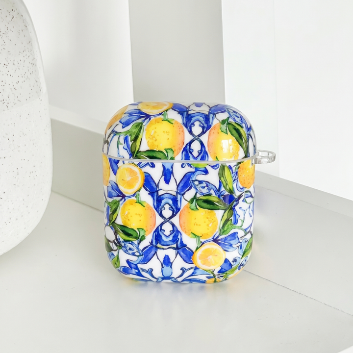 Lemon design with blue AirPods Case.