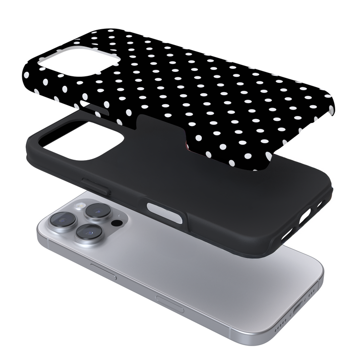 Tough Phone Case - Black Polka Dot