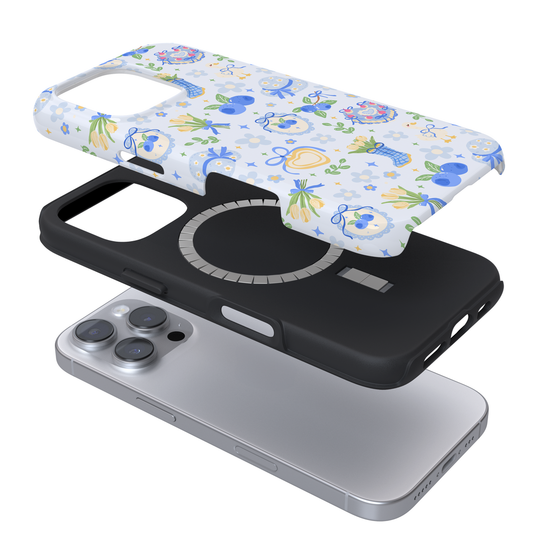 Phone case with floral design on a white background