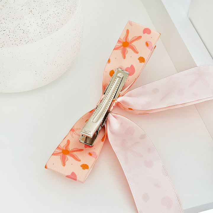 Ribbon Bow Clip - Peachy Beach