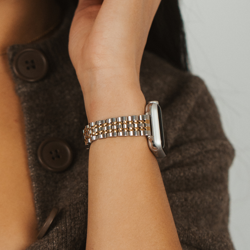Slim Stainless Steel Apple Watch Strap - Silver & Gold