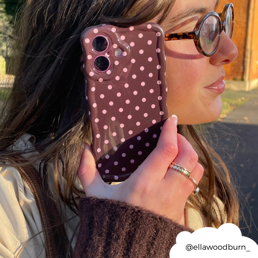 Wavy Phone Case - Brown Polka Dot