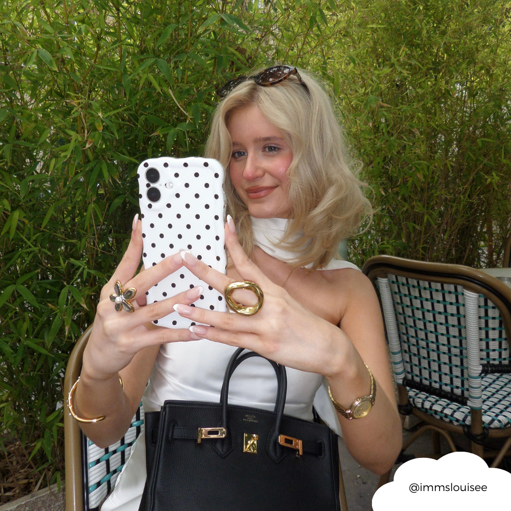 Wavy Phone Case - White Polka Dot
