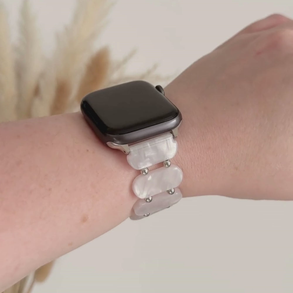 White Pearl Beaded Apple Watch Strap