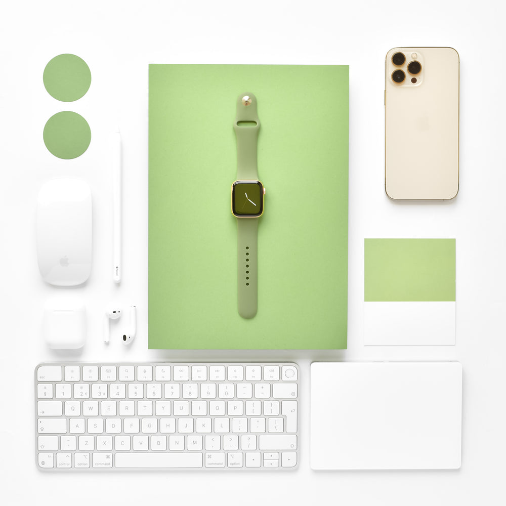 olive-green-apple-watch-strap-surrounded-by-apple-technology
